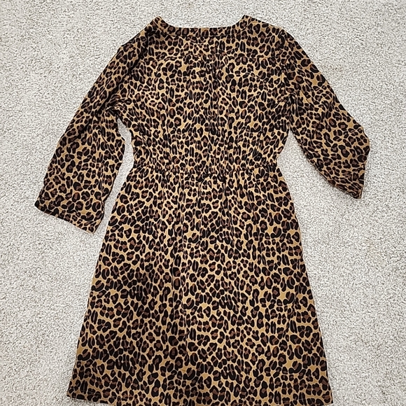 Old Navy Medium Leopard Print 3/4 Roll Tab Sleeve Midi Dress - Picture 9 of 9